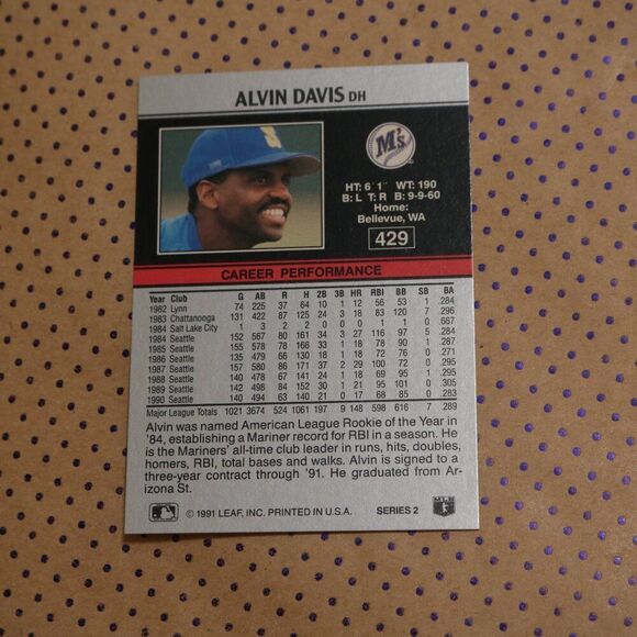 Alvin Davis #429 Baseball Card - Picture 2 of 2